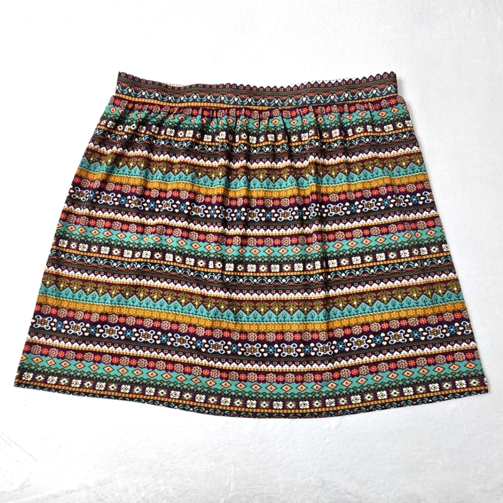 NWOT Double D Ranch pull-on skirt Southwest Aztec multi-print colorful Large